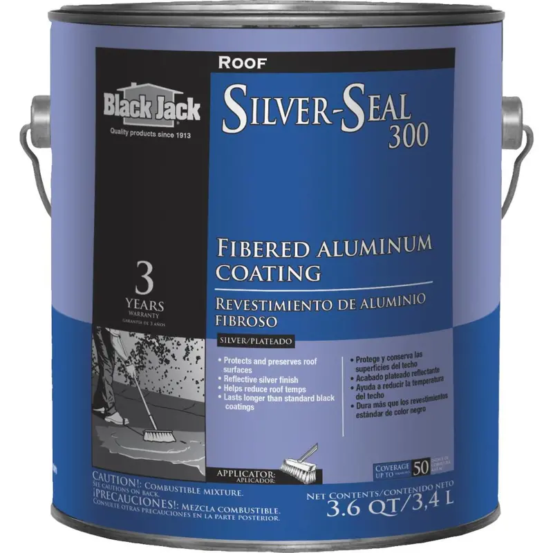 Black Jack Silver Seal 300 Fibered Aluminum Roof Coating – 1-Gallon, 3-Year Protection 1