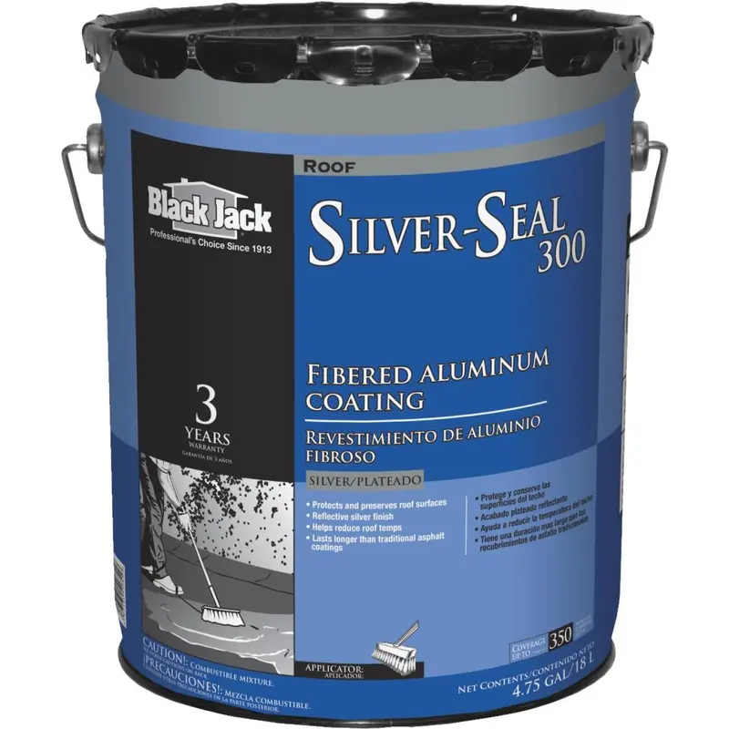 Black Jack Silver Seal 300 Fibered Aluminum Roof Coating – 5-Gallon, 3-Year Uv Resistance 1