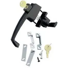 Black Keyed Push-Button Door Latch 1