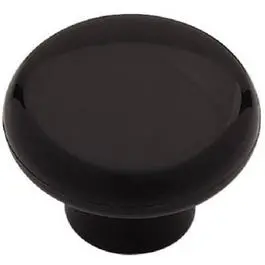 Black Plastic Cabinet Knob – 1-3/8" Round Pull 1