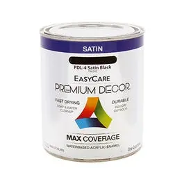 Black Satin Enamel Paint – Premium Decorative Finish, Quart Size 1