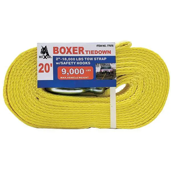 Boxer Tools 2-Inch Tow Strap With Safety Hook 1