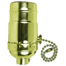 Brass 3-Way Lamp Pull Chain Socket – Medium Base, 250W / 250V 1
