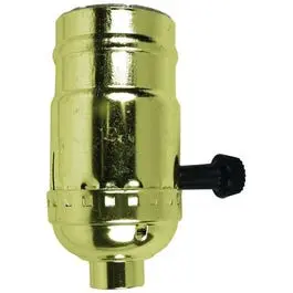Brass 3-Way Turn-Knob Lamp Socket – Medium Base, 250W/250V 1