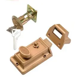 Brass Night Latch Featuring 5-Pin Tumbler Lock Cylinder 1