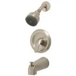 Brushed Nickel Pressure-Balancing Tub And Shower Faucet With Single Metal Lever Handle 1