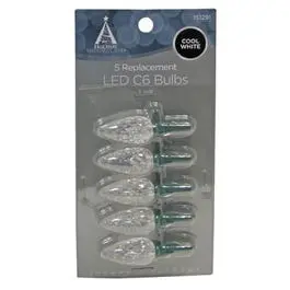 C6 Led Christmas Light Bulbs – Cool White, 5-Pack 1