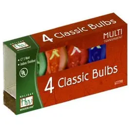 C7 Christmas Light Replacement Bulbs – Multi-Color Transparent, 4-Pack 1