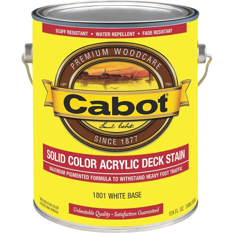 Cabot Solid-Color Acrylic Deck Stain – White Base Formula, 1-Gallon Container 1