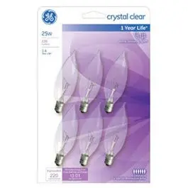 Candelabra-Base Candle-Style Decorative Light Bulbs (25W, 6-Pack) 1