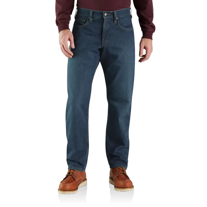 Carhartt Rugged Flex Relaxed-Fit Fleece-Lined 5-Pocket Jeans In Rapids Wash 1