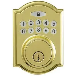 Castle Polished Brass Electronic Deadbolt Lock 1