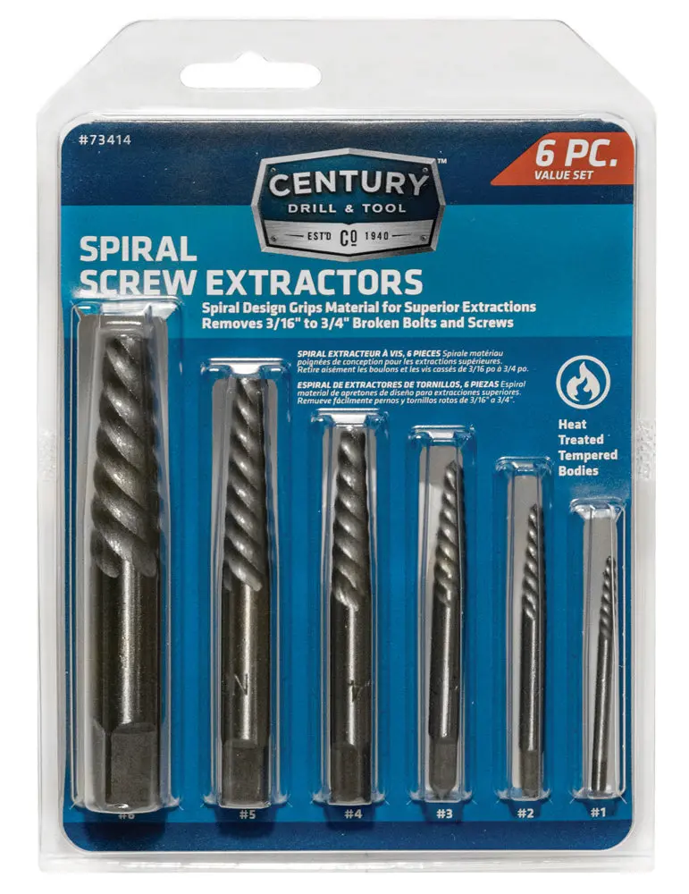 Century 6-Piece Spiral Flute Screw Extractor Kit 1