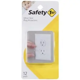 Child-Safe Electrical Outlet Covers – Clear, 12-Pack Adhesive Caps 1