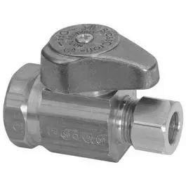 Chrome Straight Stop Valve – 1/2-Inch Inlet, 3/8-Inch Outlet 1