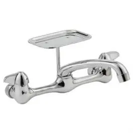 Chrome Wall-Mount Kitchen Faucet With Dual Handles 1
