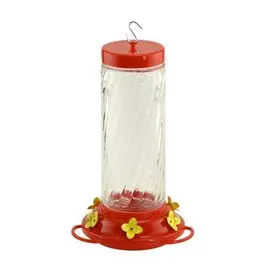 Clear Swirl Glass Hummingbird Feeder – 30-Ounce Capacity 1