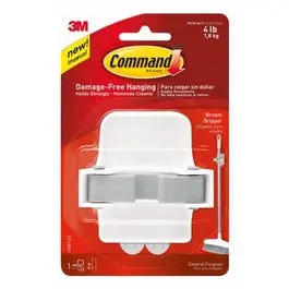Command Broom Gripper Hook – White Adhesive Hook For Brooms And Mops 1