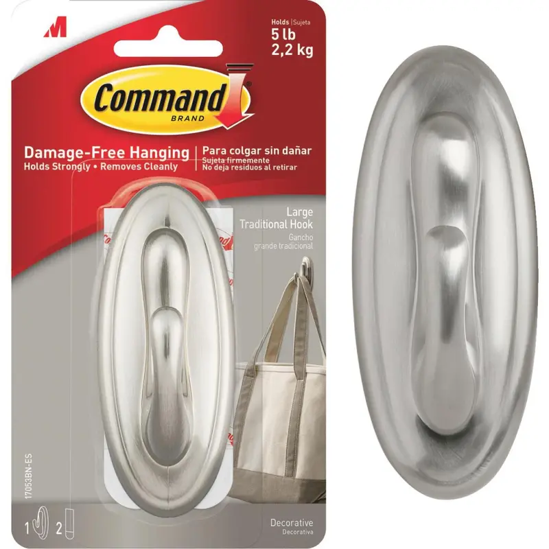 Command Metallic Utility Adhesive Hook – 1-5/8 X 4-1/8 Inches 1