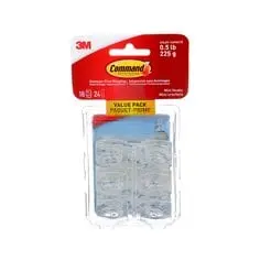 Command Mini Hooks – Clear, Small Size, 18 Hooks + 24 Strips Per Pack 1