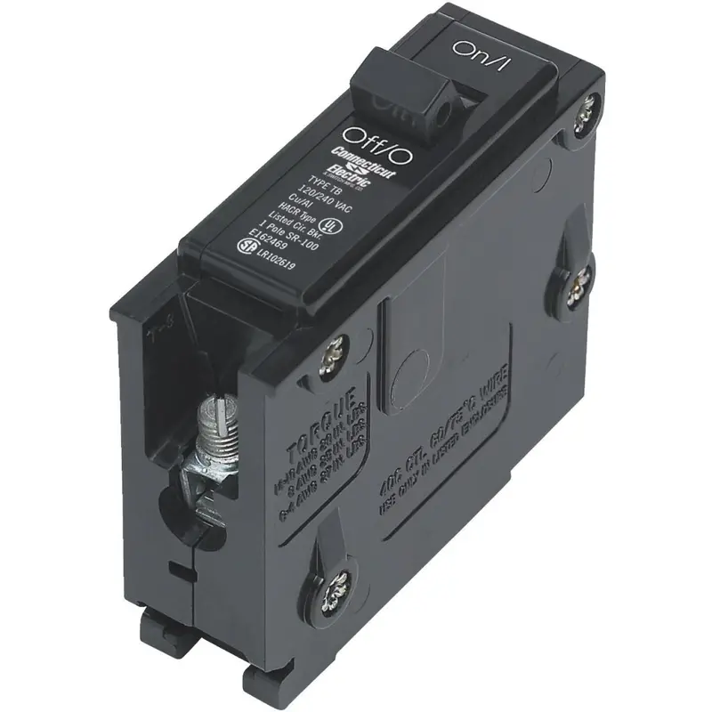 Connecticut Electric 15A Single-Pole Circuit Breaker – Standard Trip, Interchangeable Design 1