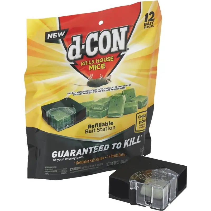 D-Con Cornerfit Refillable Mouse Bait Station – 12-Refill Pack 1