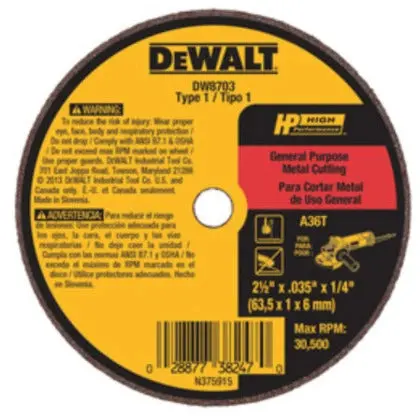 Dewalt 3-Inch Type 1 Die Grinder Wheels – 0.035-Inch Thickness, 3/8-Inch Arbor 1