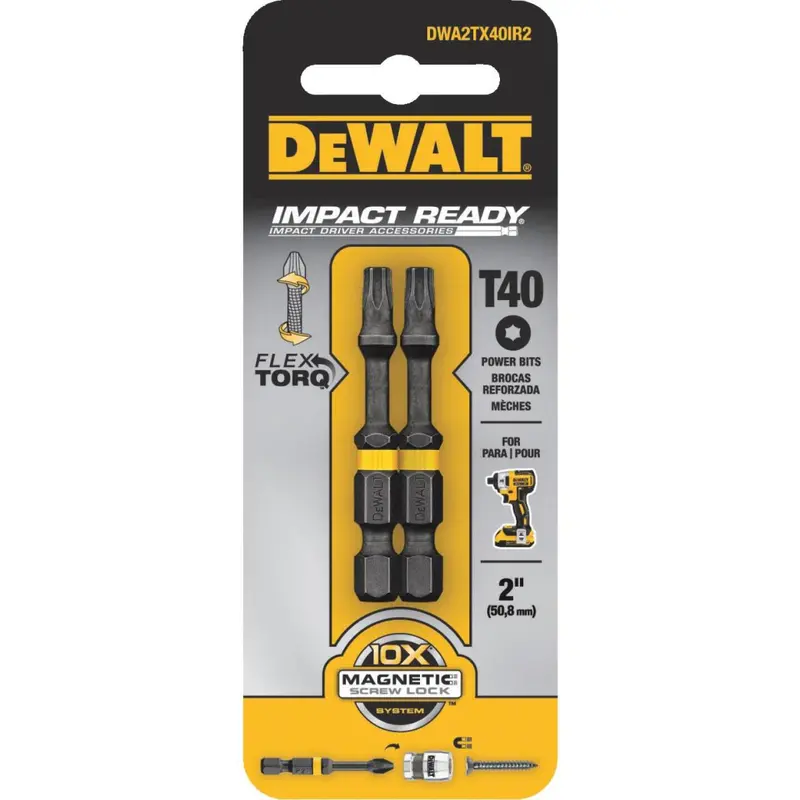 Dewalt Flextorq T40 Torx Impact Bit – 2-Inch Length, 2-Pack 1