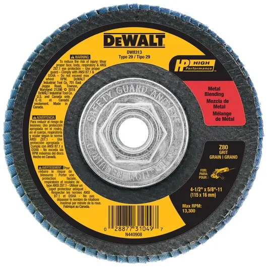Dewalt Hp Type 29 Flap Disc – 4.5" X 5/8"-11, 80-Grit 1