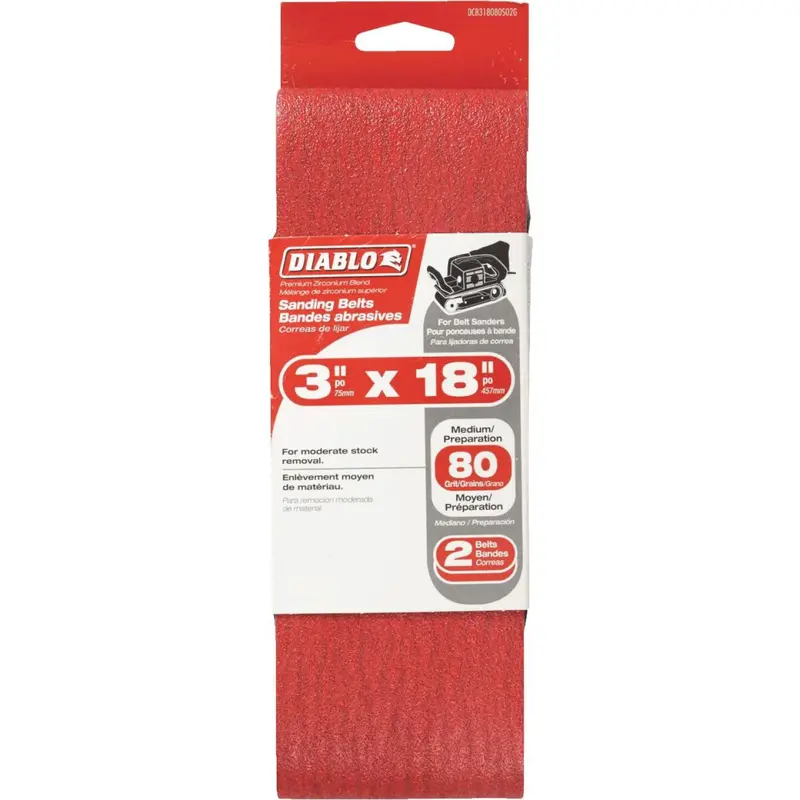 Diablo General-Purpose Sanding Belt – 3 In. X 18 In., 80 Grit, 2-Pack 1