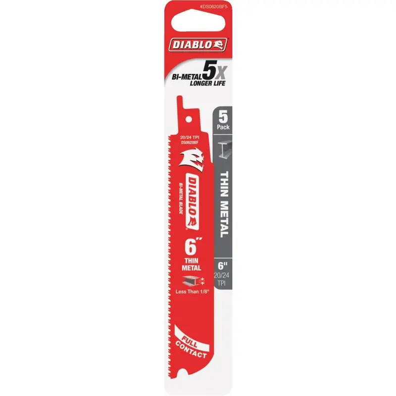 Diablo Steel Demon: 6-Inch Thin-Metal Reciprocating Saw Blades (20/24 Tpi, 5-Pack) 1
