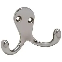 Double-Prong Robe Hook – Satin Chrome Finish, Wall-Mountable 1