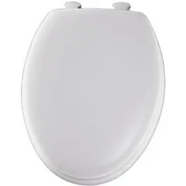 Elongated Molded Wood Toilet Seat – White With Easy-Clean & Change™ Quick-Release Hinges 1