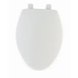 Elongated White Plastic Toilet Seat With Whisper-Close Hinges And Sta-Tite Fastening System 1