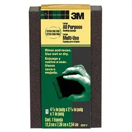 Extra-Fine/Fine Large Sanding Sponge – Contoured Flex Design, 4-7/8" X 2-7/8" X 1" 1