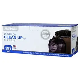 Extra-Large 45-Gallon Cleanup Trash Bags – 20-Count Black Bundle 1