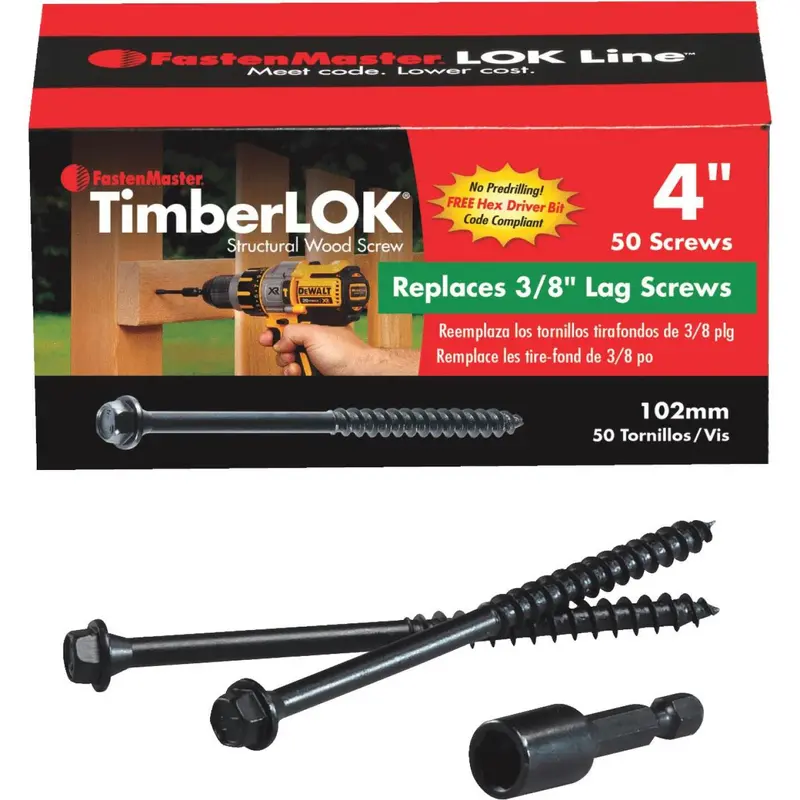 Fastenmaster Timberlok 4-Inch Hex Washer Head Structural Screw – Countersunk, 50-Pack 1