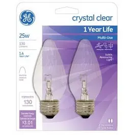 Flame-Shape Clear Faceted Chandelier Bulbs – 25W, 2-Pack 1