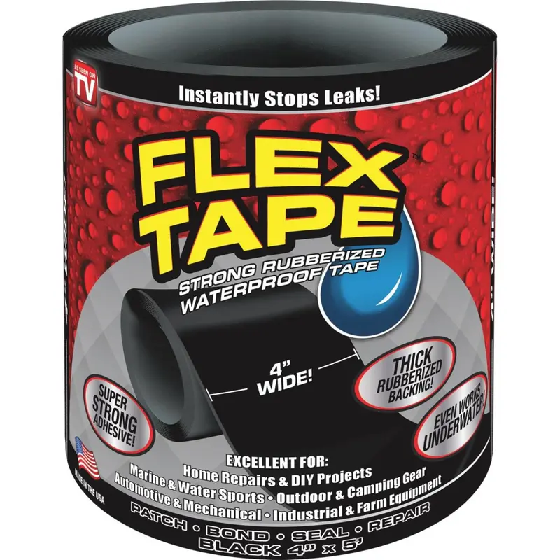Flex Tape Black Repair Tape – 4" × 5 Feet, Versatile Sealing Solution 1