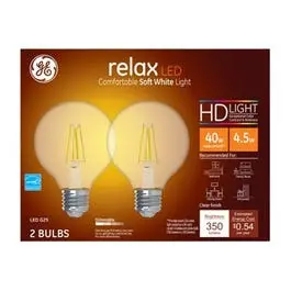 G25 Clear Soft White Led Bulbs – 350 Lm, 4.5W (2-Pack) 1