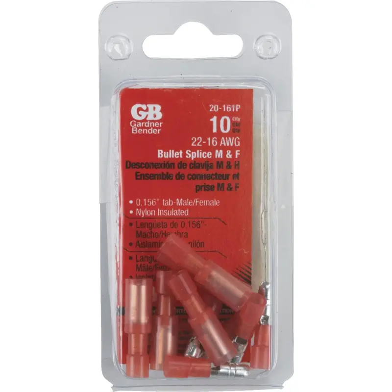 Gardner Bender 22–16 Awg Male/Female Insulated Bullet Connector Set – 10 Pairs 1
