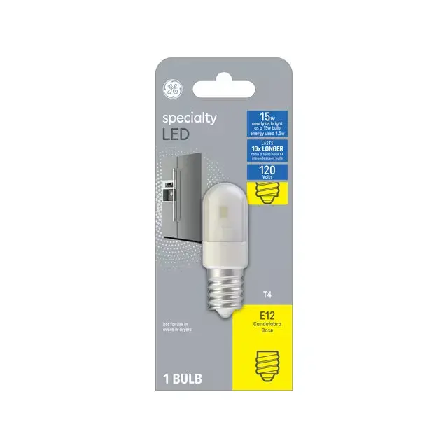 Ge Specialty T4 Led Appliance Bulb – 15W Equivalent, E12 Candelabra Base 1