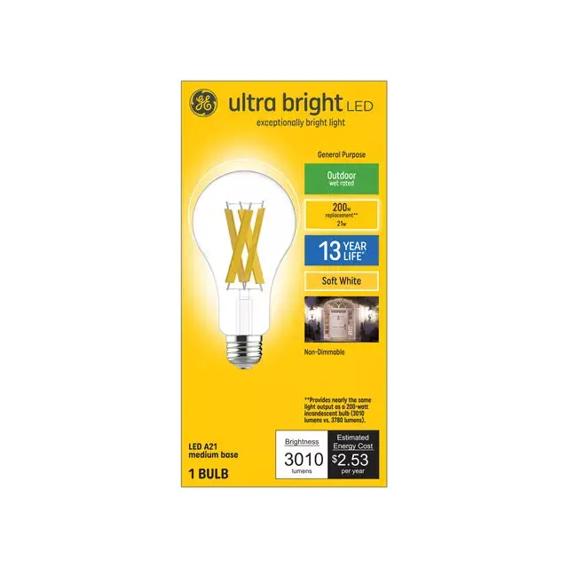 Ge Ultra Bright Led A21 Bulb: 200-Watt Equivalent, Soft White, General Purpose 1