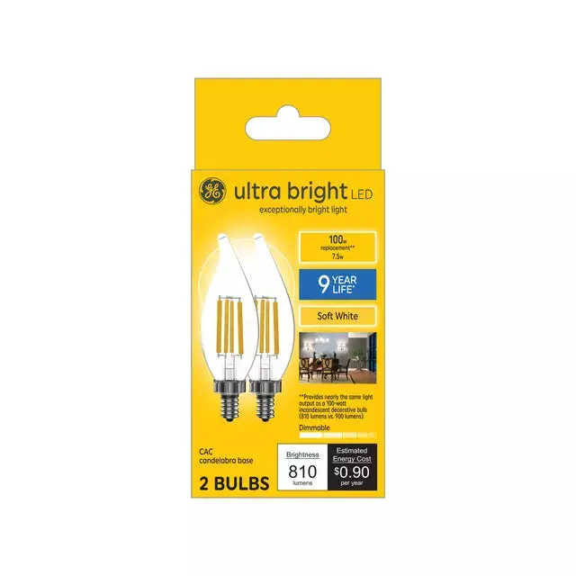 Ge Ultra Bright Soft White Ca11 Led Candle Bulb – 75W Equivalent 1