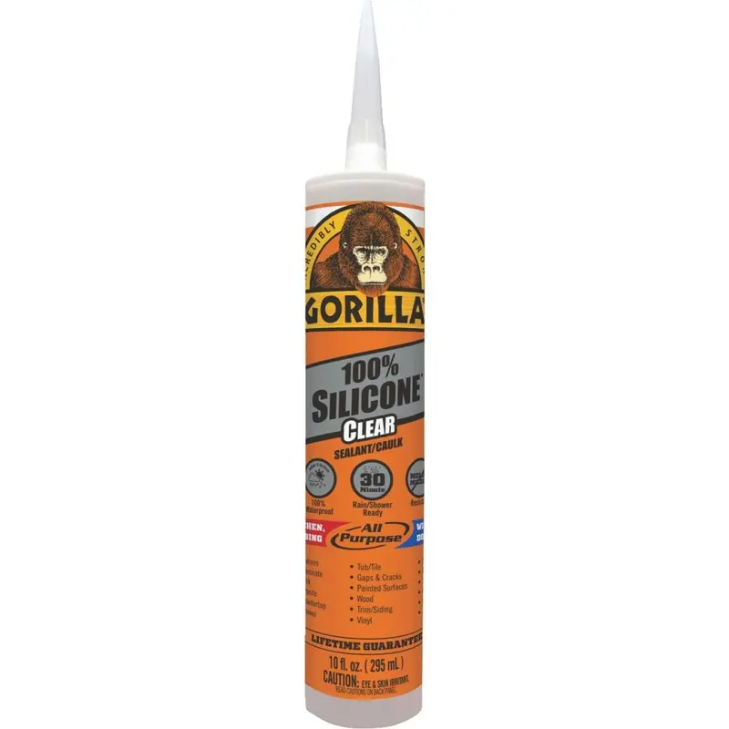 Gorilla 100% Silicone Sealant – Clear, 10 Oz Tube 1