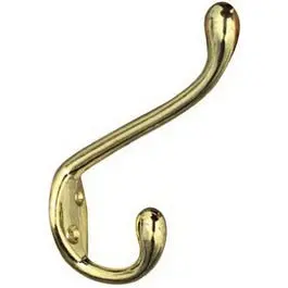 Heavy-Duty Bright Brass Hat And Coat Hook – Extended Length 1
