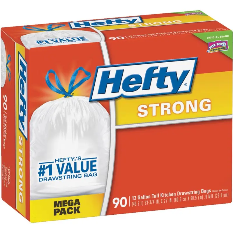 Hefty 13-Gallon Tall Kitchen Trash Bags — White, 90-Count Value Pack 1