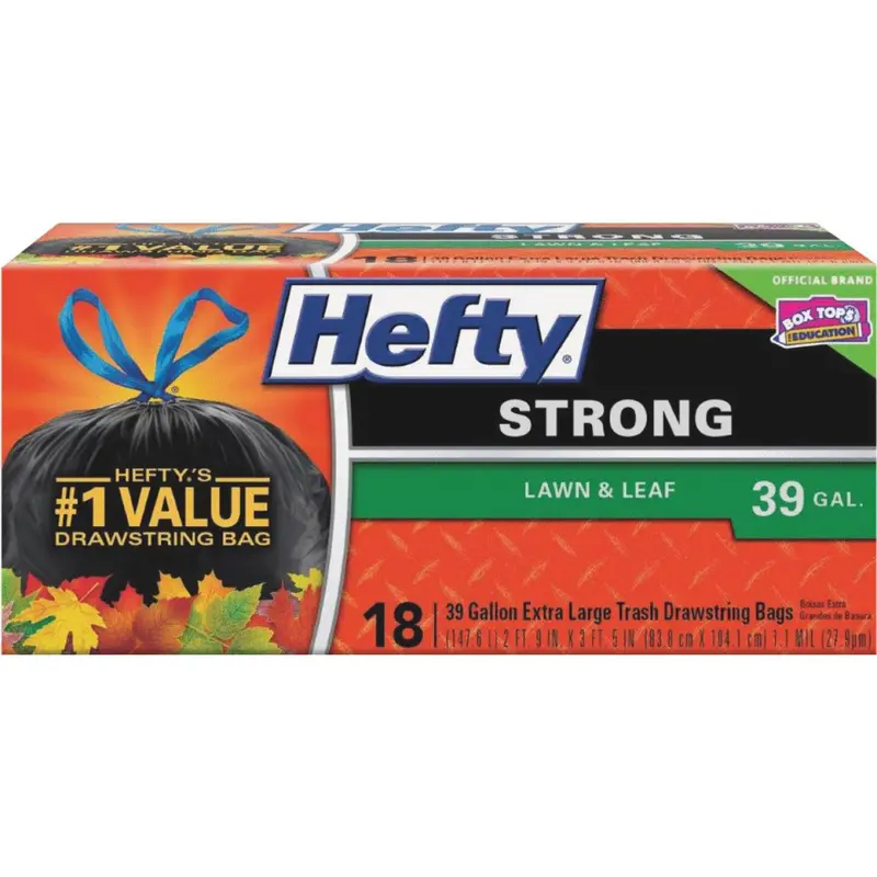 Hefty 39-Gallon Extra-Strong Black Lawn And Leaf Bags – Pack Of 18 1