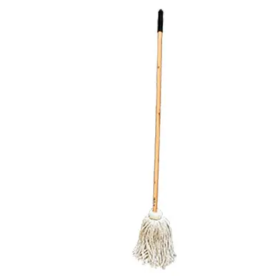 Homepointe Cotton Deck Mop – Large-Head, Wood Handle, Washable Pad 1