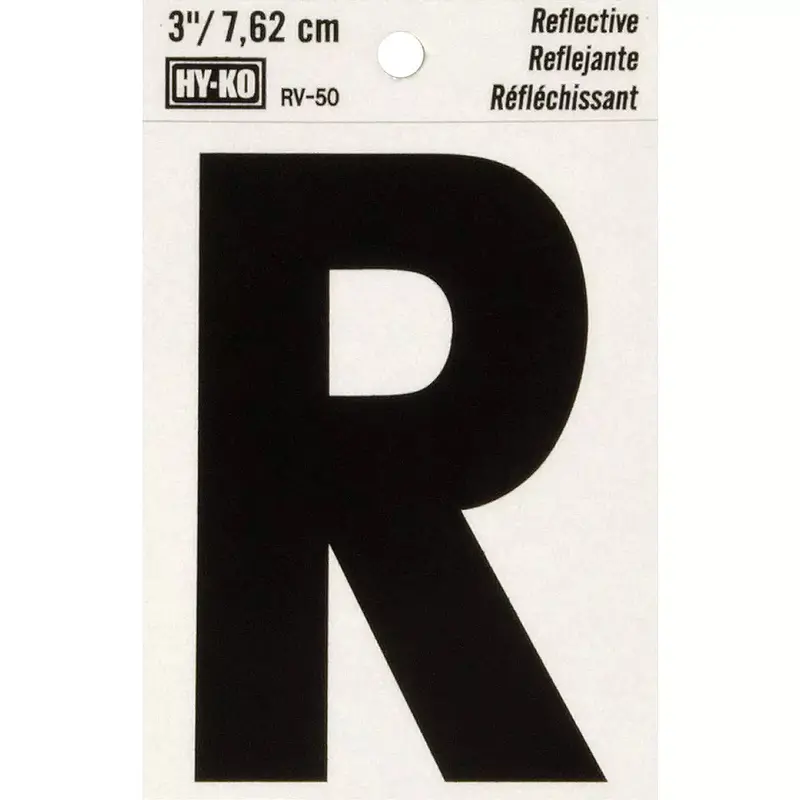 Hy-Ko 3-Inch Reflective Vinyl Letter 'R' – Adhesive-Backed 1